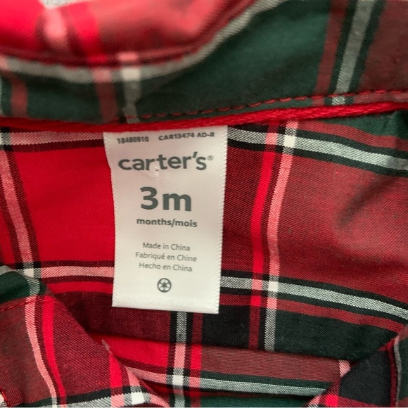 Carter’s Red & Green Plaid Bow tie Outfit Set - Picture 4 of 8
